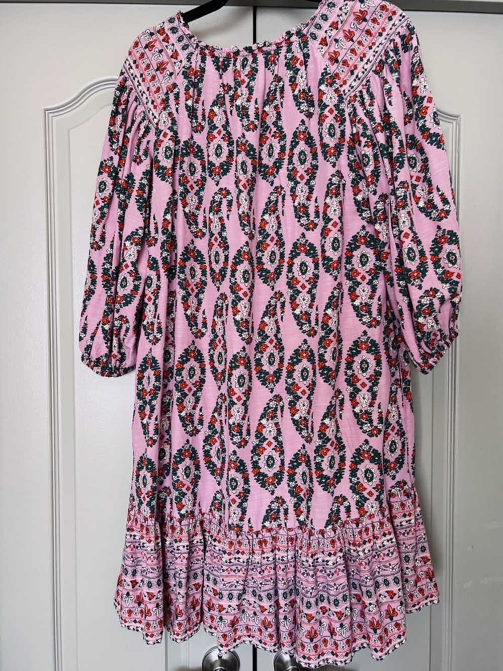 Knox Rose Pink/Purple Boho Floral Mini Dress Ruffle Hem Peasant Sleeve Size XS - Picture 5 of 8